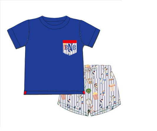Pre Order 150:  Joshua's Big League- Boys Knit Pocket Shortie Set