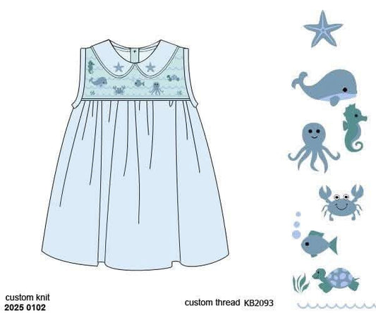 Pre Order 152: Riptide- Girls Smocked Knit Dress