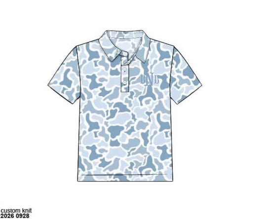 Pre Order 151: Athletic Sets & Polos- Boys Blue Camo Polo