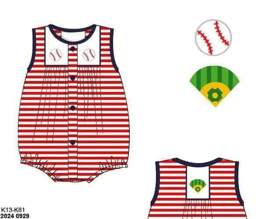 Pre Order 149: Homerun- Boys Smocked Knit Bubble