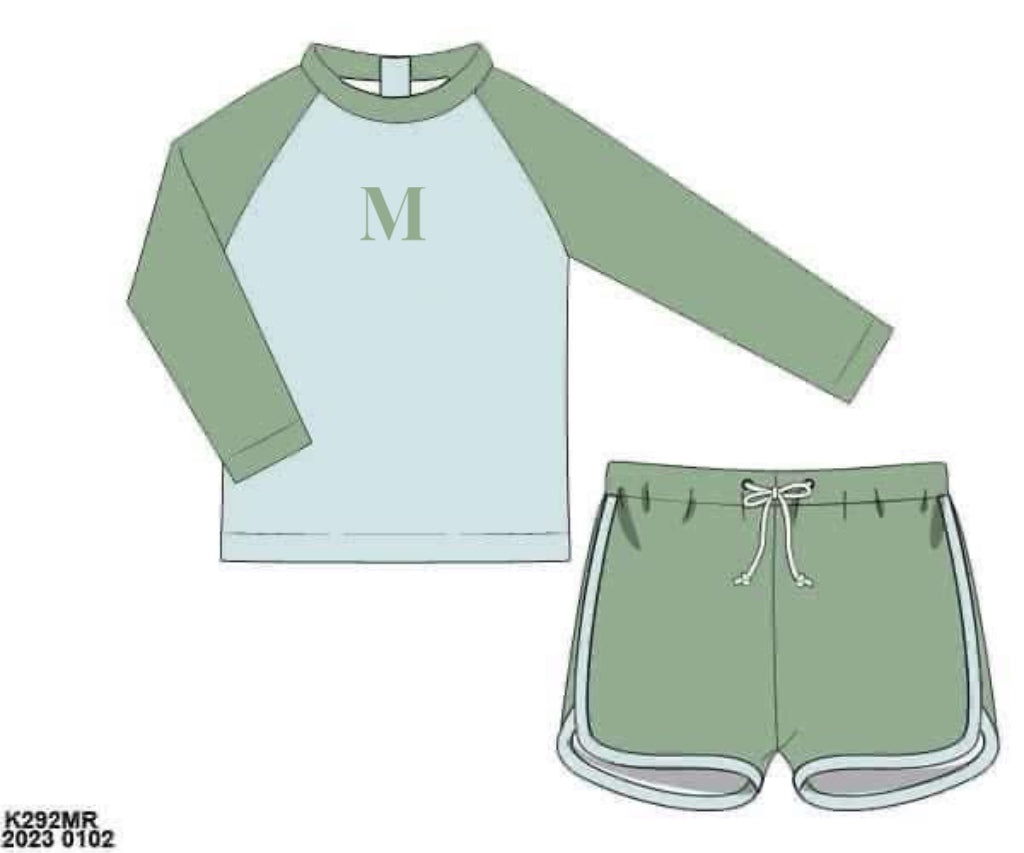 RTS: Kira Rae- Boys and 2pc Rash Guard Briefs Swim Set “M”