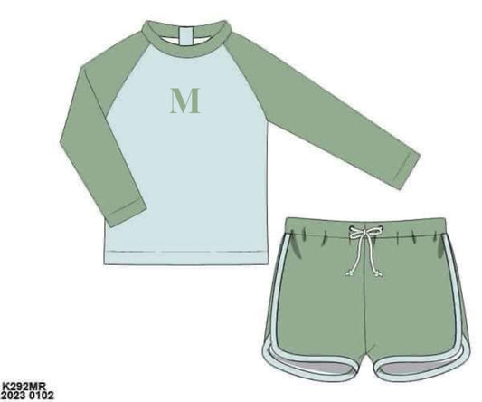RTS: Kira Rae- Boys and 2pc Rash Guard Briefs Swim Set “M”