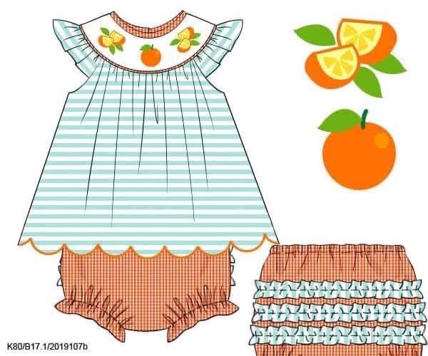 Throwback Pre Order: Orange You Sweet- Girls Woven Bloomer Set