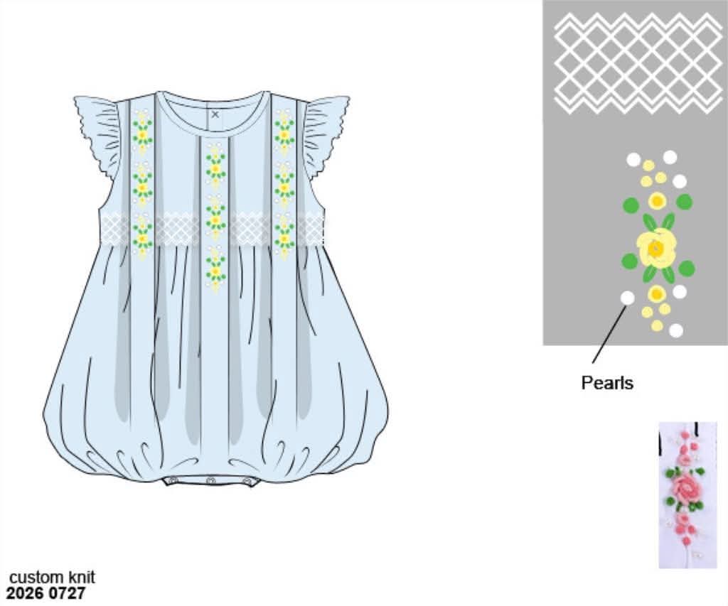 Pre Order 148: Blue Heirloom- Girls Woven Bubble