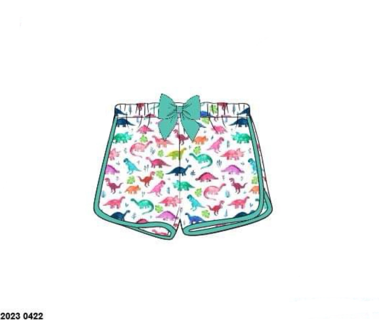 Throwback Pre Order: Girls Only- Watercolor Dinos Knit Shorties
