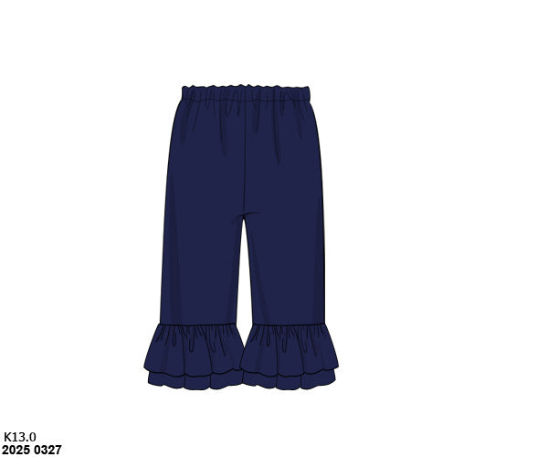 RTS: Girls Knit Ruffle Pants- Navy