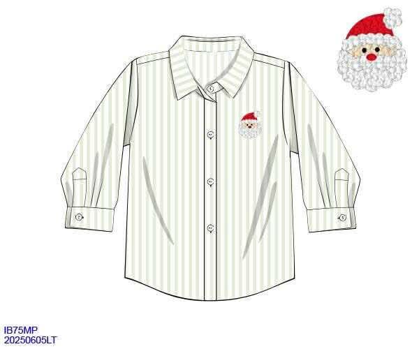 RTS: French Knot Santa- Boys Button Up Shirt