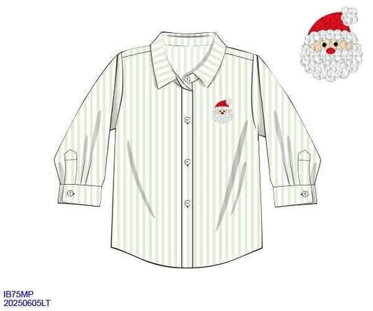 RTS: French Knot Santa- Boys Button Up Shirt