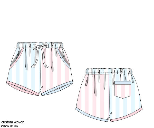 Pre Order 138: Pastel Stripe - Boys Woven Shortie Swim Shorts