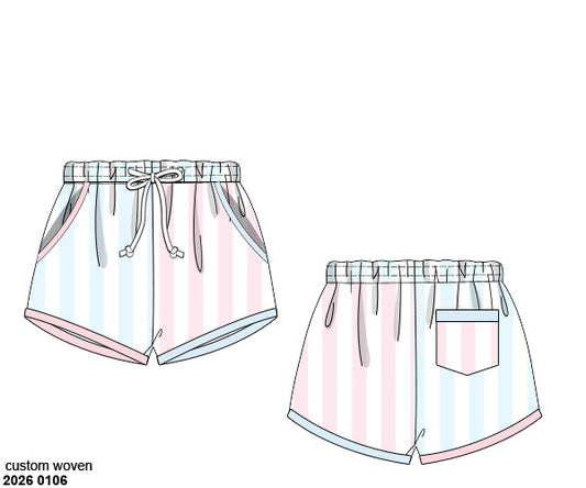 Pre Order 138: Pastel Stripe - Boys Woven Shortie Swim Shorts