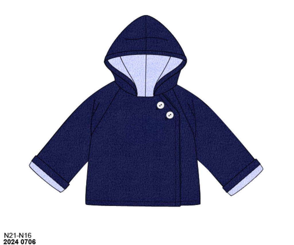 RTS: Warm & Fuzzy Fleece- Boys Navy Button Jacket