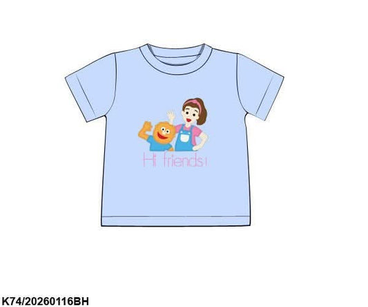 Pre Order 139: BTS Shirt Only- Boys Hi Friends! Appliqué Knit Shirt