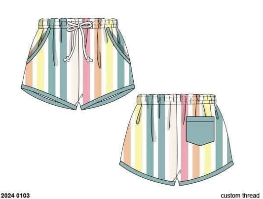 Pre Order 138: Jubilee Stripes- Dad/Mini Woven Swim Shorties