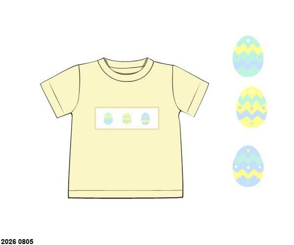 Pre Order 148: Easter Shirt Only- Boys Smocked Egg Knit Shirt