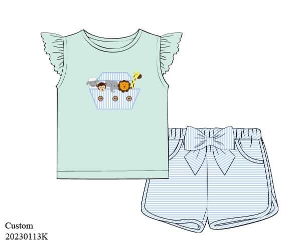 Throwback Pre Order: Noah's Ark- Girls Woven Shortie Set