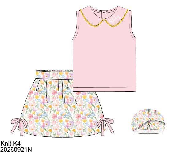 Pre Order 151: Bryson Floral & Plaid- Girls Knit Skort Set