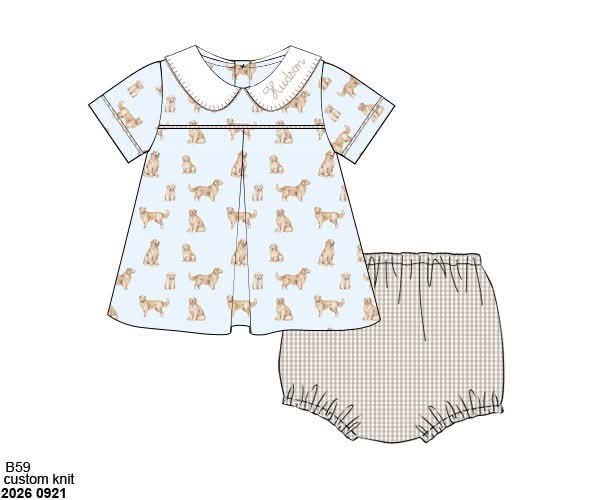 Pre Order 150: Goldens- Boys Knit Diaper Set