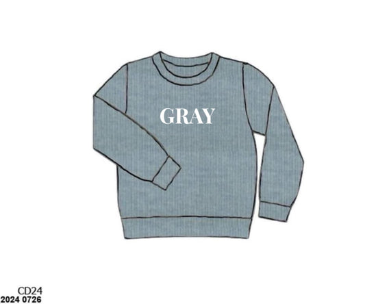 RTS: Mom & Mini Customizable French Knot Sweaters- Boys Stone Blue “GRAY”