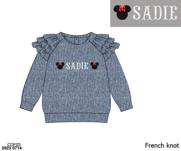 Pre Order 145: Girls Only- French Knot Mouse Sweater