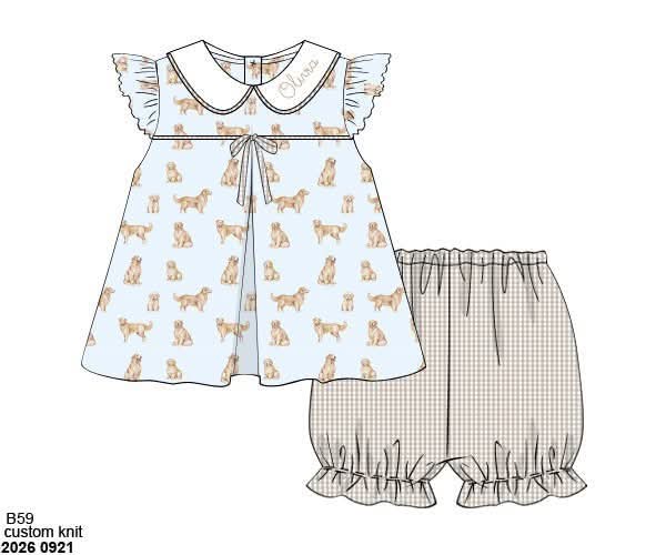 Pre Order 150: Goldens- Girls Knit Bubble Short Set