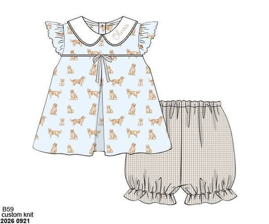 Pre Order 150: Goldens- Girls Knit Bubble Short Set
