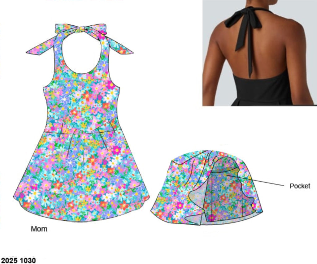 Pre Order 149: Girls Only- Mom/Mini Lilac Blooms Athletic Dress