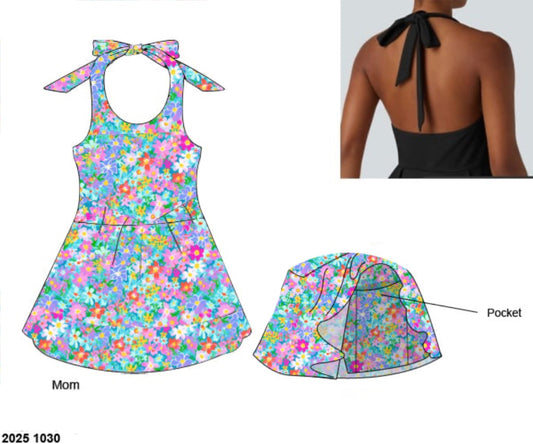 Pre Order 149: Girls Only- Mom/Mini Lilac Blooms Athletic Dress