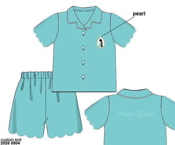 Pre Order 145: Royal Slumber- Girls Teal Princess Satin Lounge Set