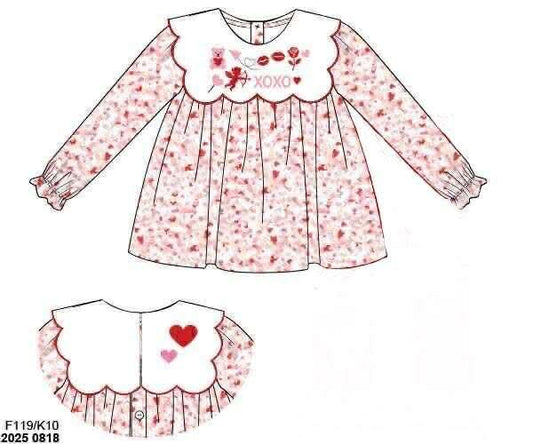 Pre Order 132: Valentine Shirt Only- Girls Embroidered Cupid Shirt