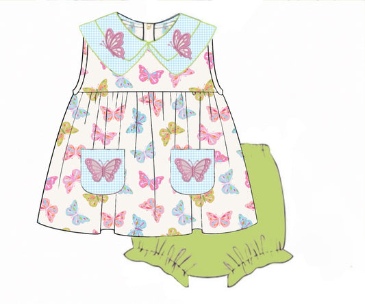 Pre Order 149: Butterflies- Girls Knit Bloomer Set