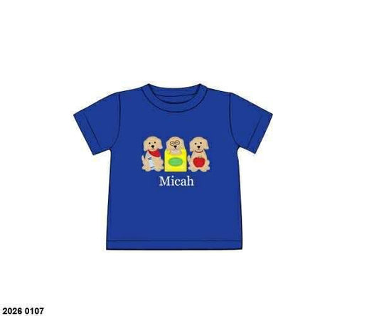 Pre Order 139: BTS Shirt Only- Boys Doggy Appliqué Knit Shirt