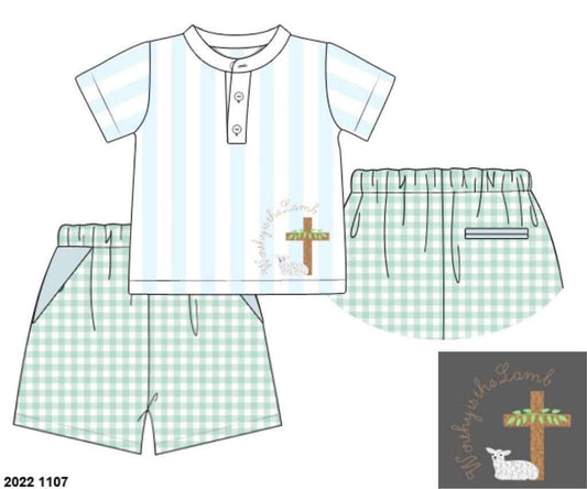 Special Pricing 2.0: Worthy is the Lamb - Boys Knit Angled Short Set