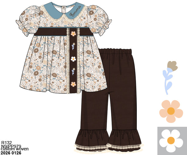 RTS: Posey & Plaid- Girls Corduroy Pant Set