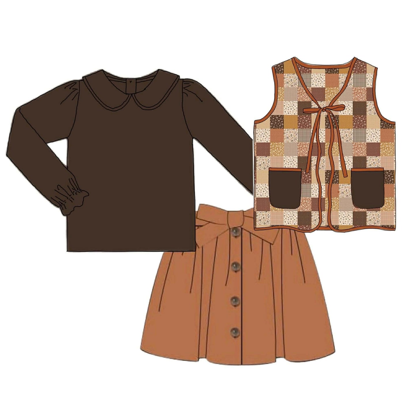 RTS: Becca's Patchwork- Girls 3pc Skort Set