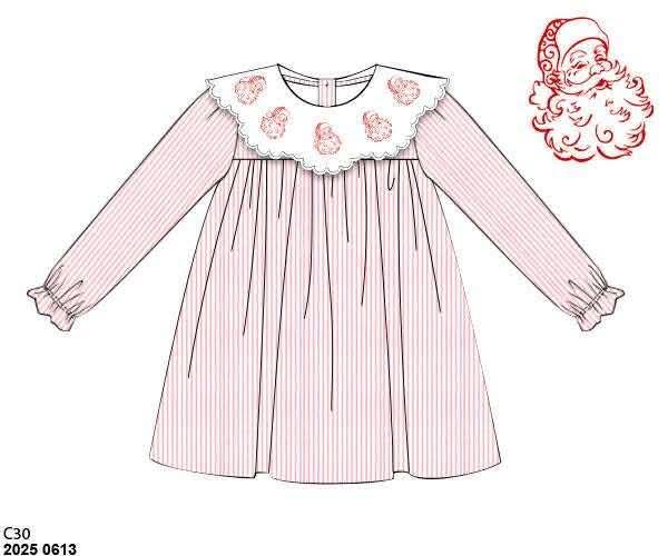 RTS: Dear Santa- Girls Embroidered Dress