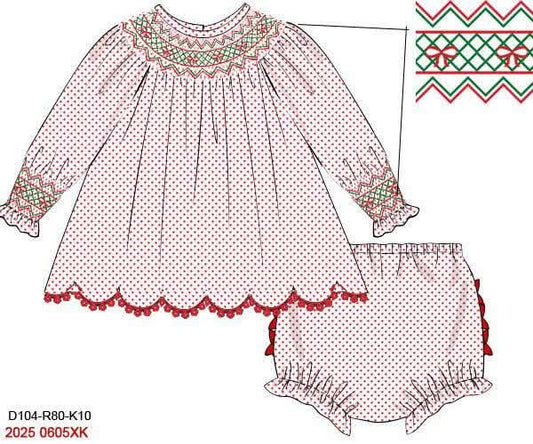 RTS: Happy Holidays- Girls Knit Bloomer Set