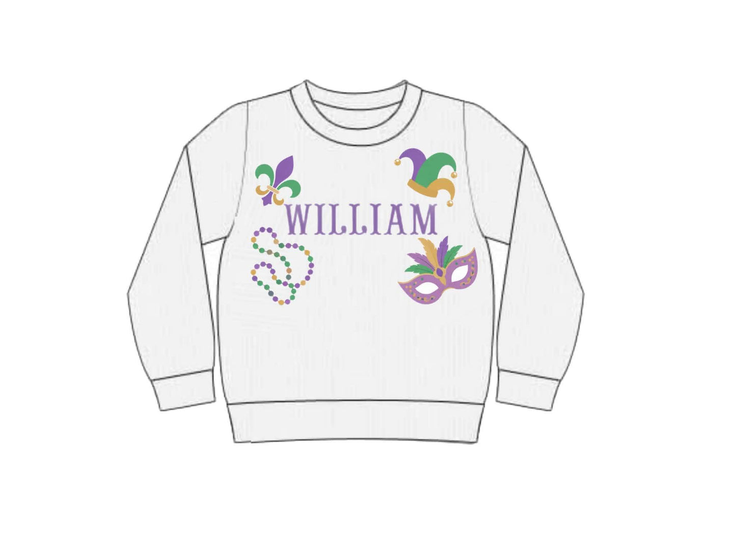 Pre Order 146: Mardi Party- Adult/Kid Embroidered Sweater