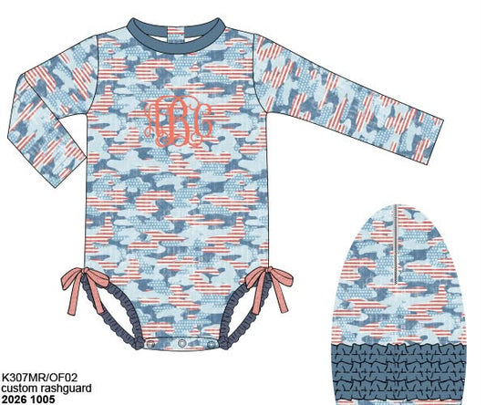 Camo Craze Flash Presale: Swim- Girls 1pc Merica Swimsuit