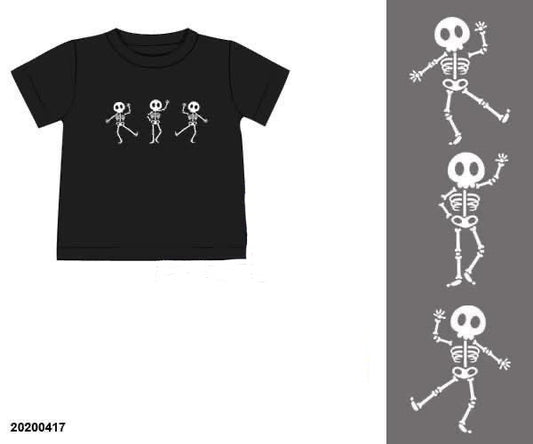 Pre Order 126: Halloween Shirt Only- Boys Skeletons