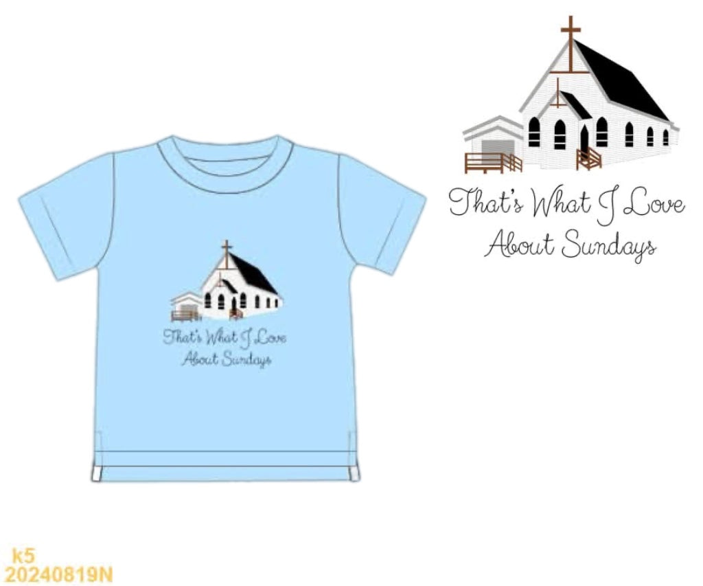 Pre Order 146: Church- Boys Love About Sunday Embroidered Knit Shirt