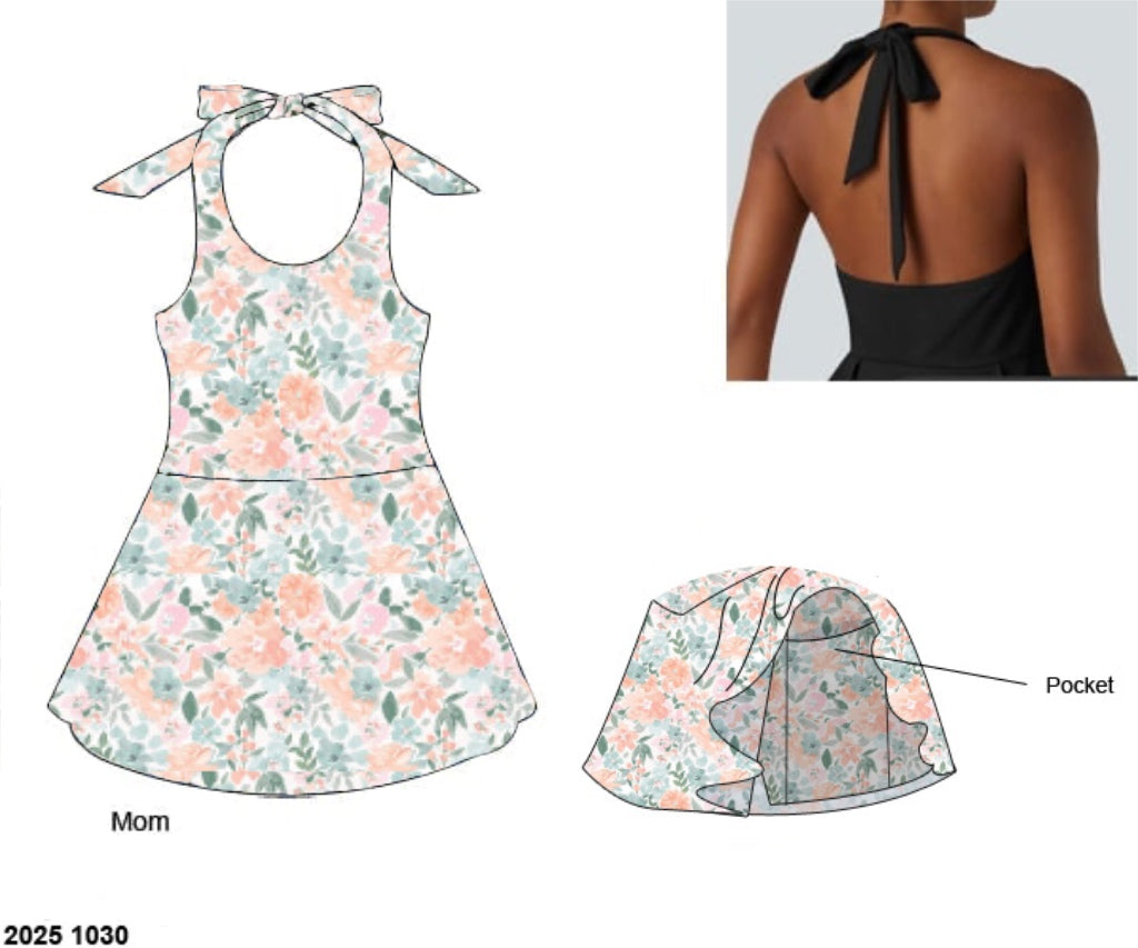 Pre Order 149: Girls Only- Mom/Mini Finlee Floral Athletic Dress