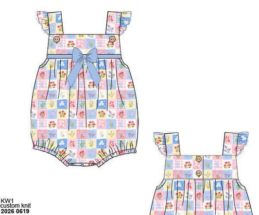 Pre Order 147: Girly Patchwork- Girls Knit Bubble