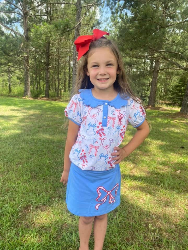 RTS: Party in the USA- Girls Knit Skort Set
