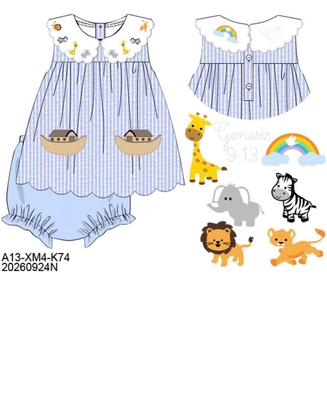 Pre Order 151: Two By Two- Girls Embroidered Bloomer Set