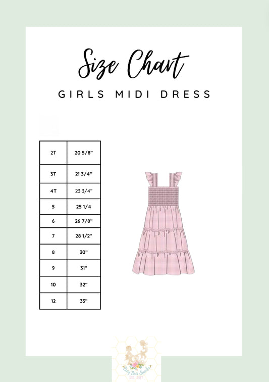 Girls Midi Dress Size Chart