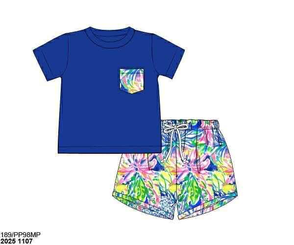 Pre Order 136: Tides & Turtles- Boys Pocket Knit Shortie Set