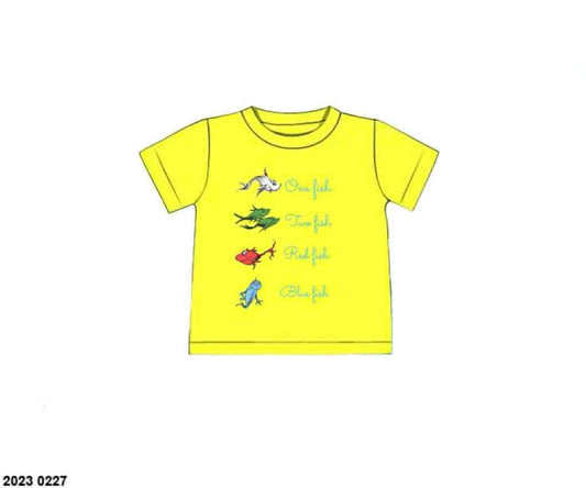 Pre Order 132: Number Fish- Boys Embroidered Shirt