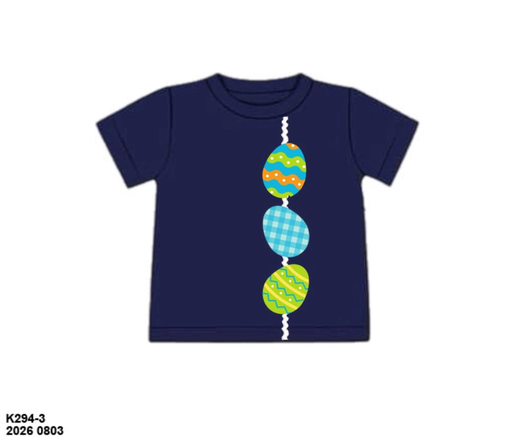 Pre Order 148: Easter Shirt Only- Boys Decorative Egg Appliqué Knit Shirt