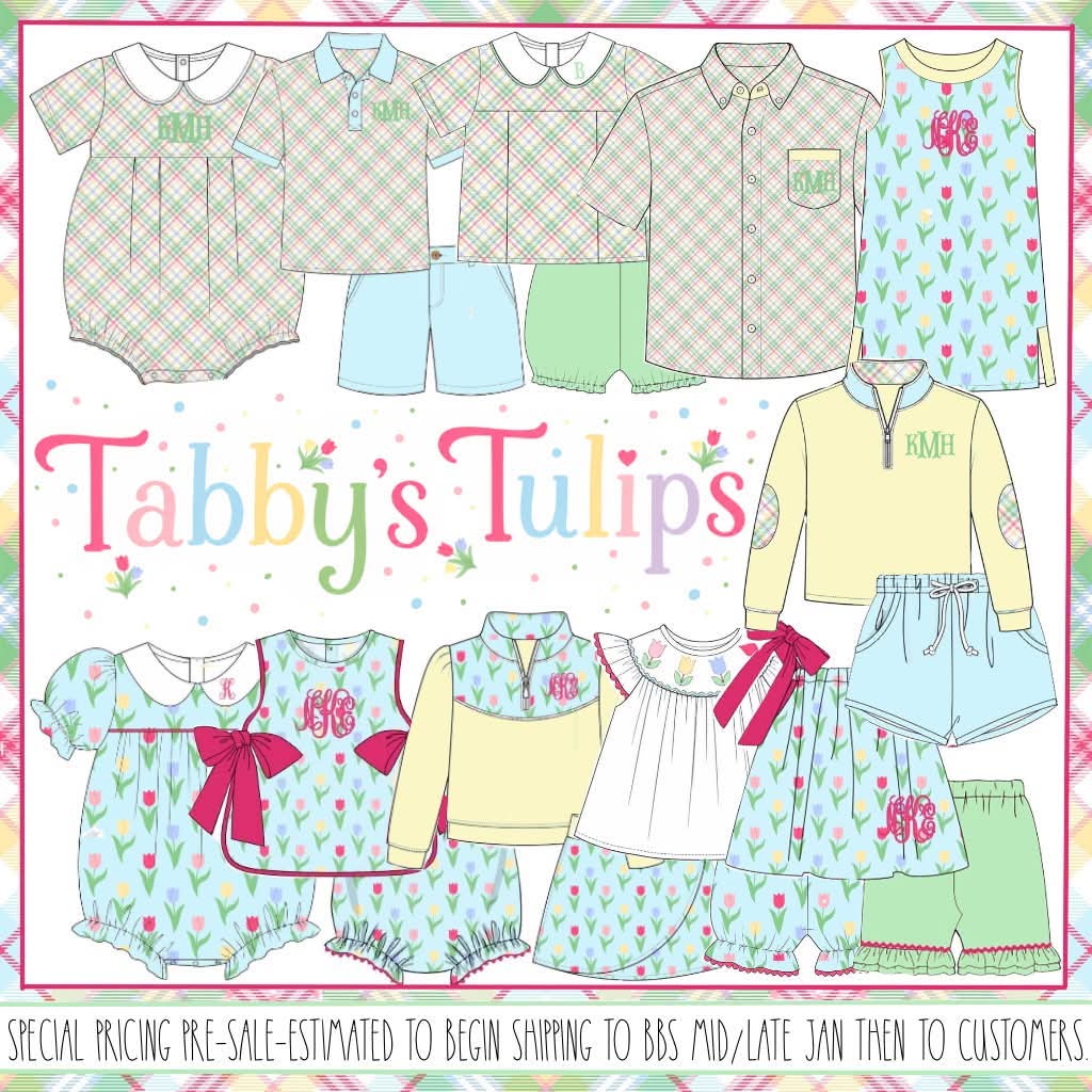 Special Pricing Presale: Tabby's Tulips & Trevor Plaid- Dad/Mini Knit Shirt