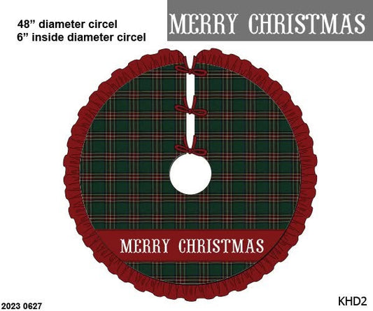 RTS: Christmas Plaid- Woven Tree Skirt “Merry Christmas”